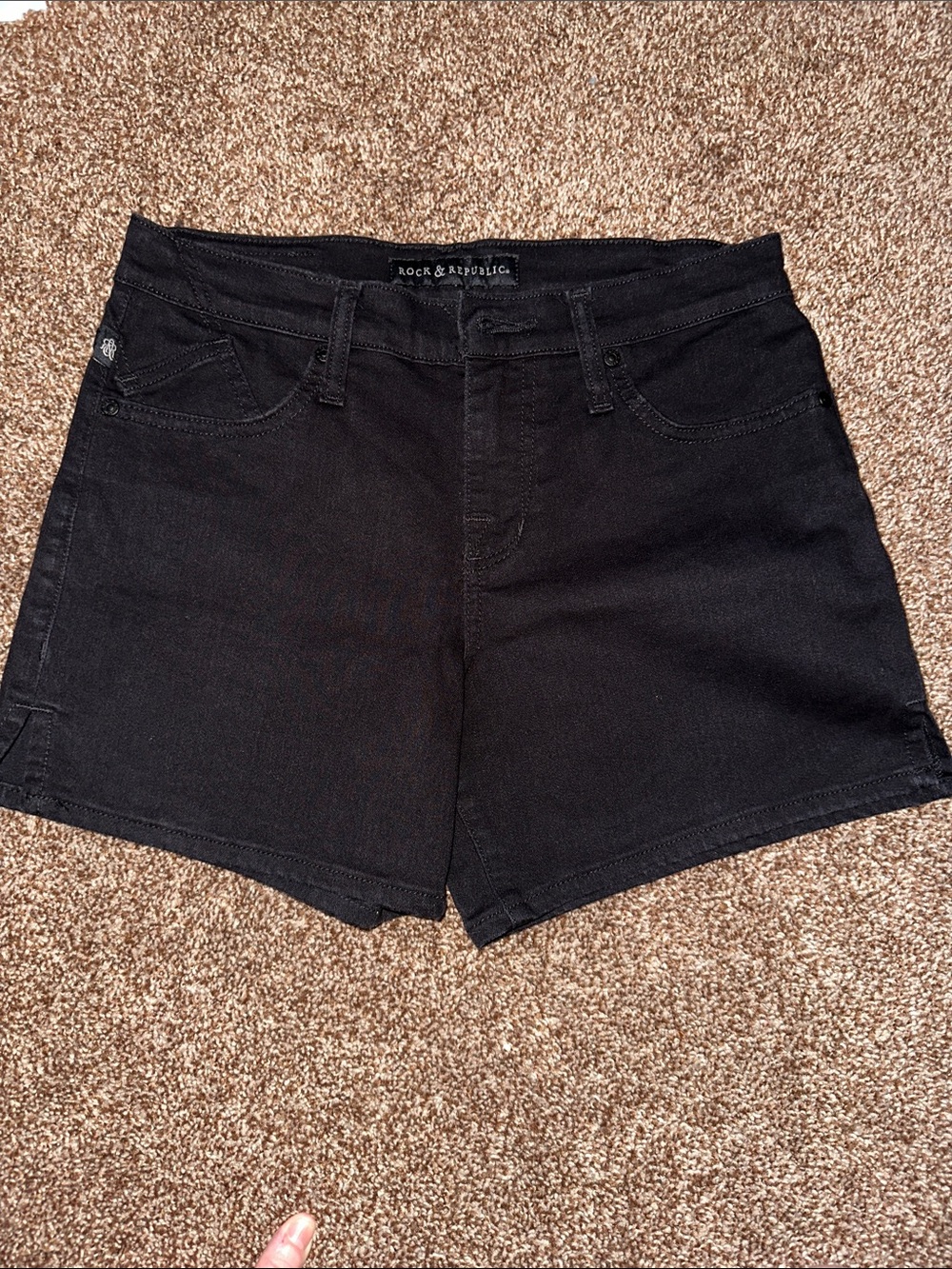 Rock & Republic Black Denim High-Rise Shorts